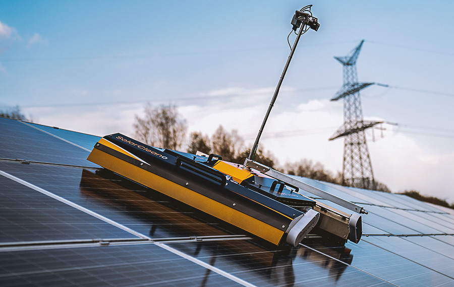 solar farm cleaning with robotic cleaner