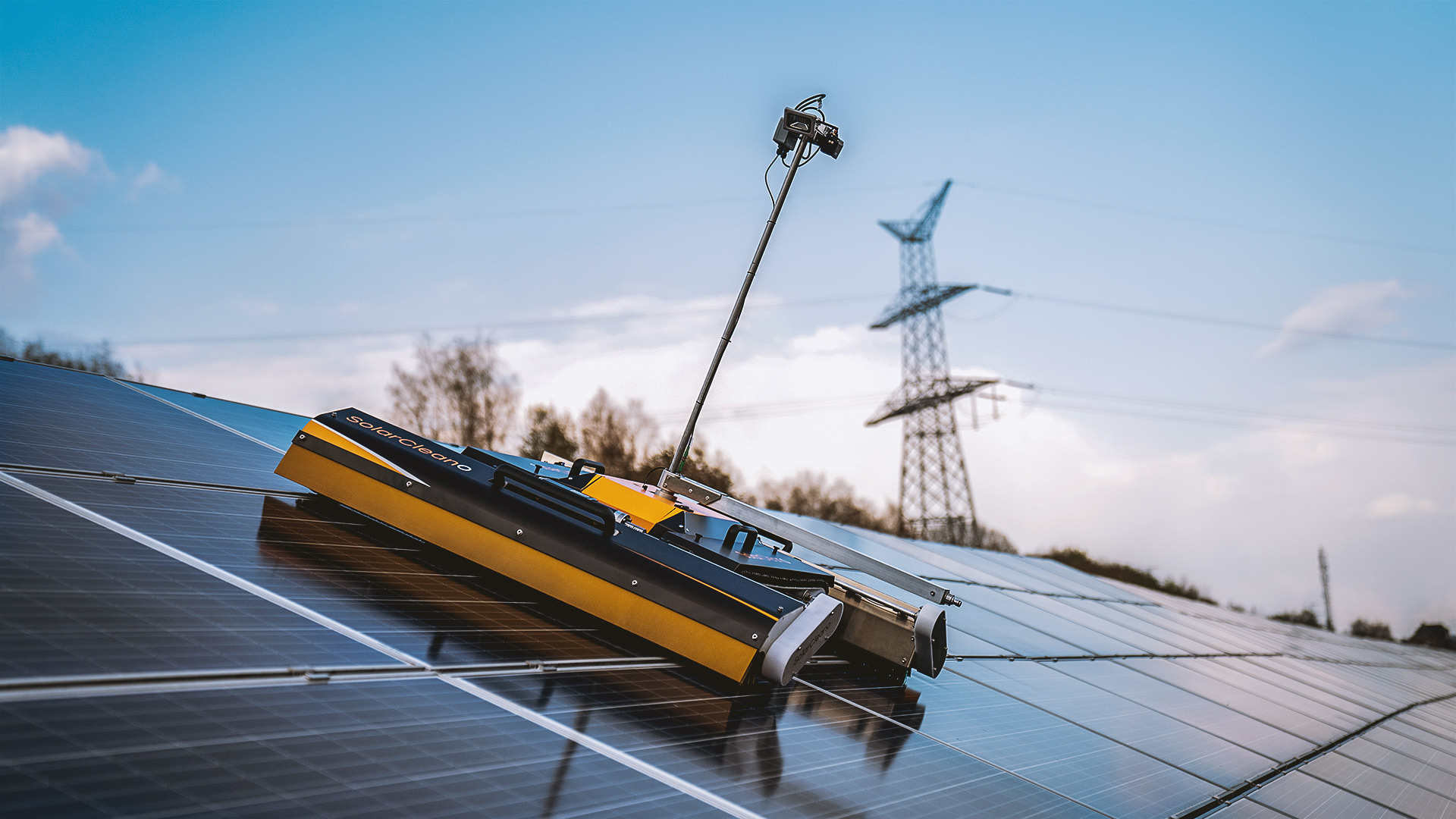 robot clean solar field fast